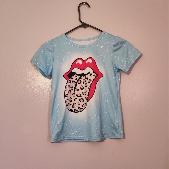 Girl's Leopard Tongue Print Shirt and Flare Pants Matching Two Piece Set. 7-8T - Picture 3 of 8